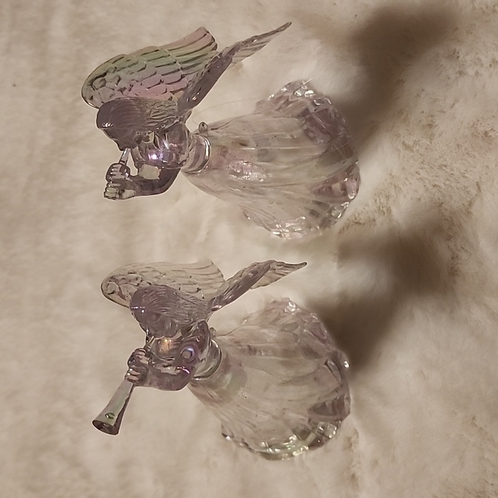 SET OF 2 , IRRADESCENT ANGELS CHRISTMAS ORNAMENTS. - Picture 4 of 4